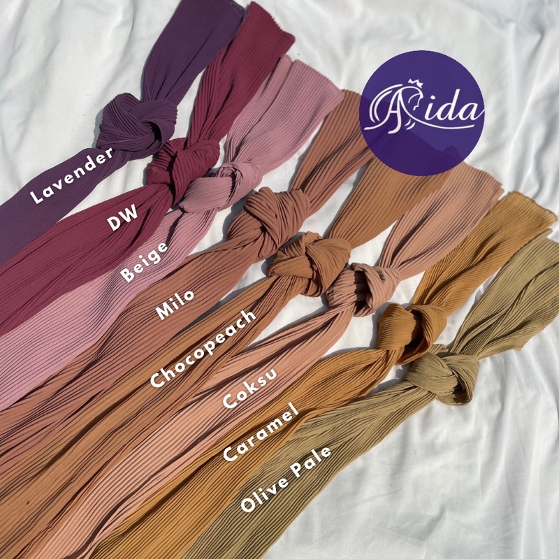 Pashmina FULL Plisket Lidi Kecil Jahit Tepi Tanpa Garis Tengah Premium