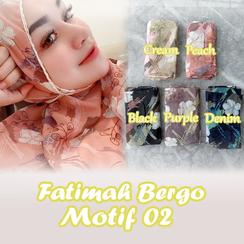 [ Sale Promo ] Jilbab Fatimah Bergo Motif Bunga 02 Instan, Potton Bergo instan , Grosir Murah