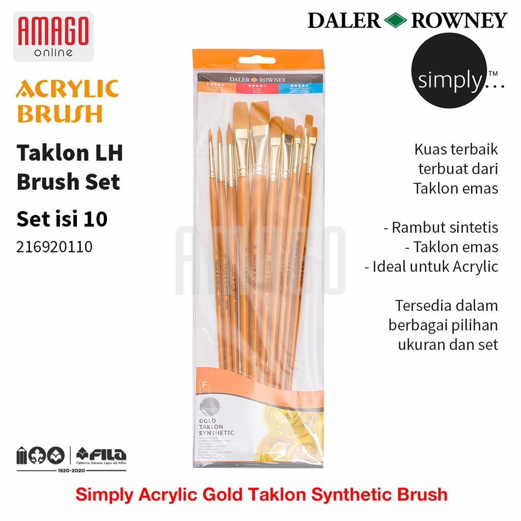 

DALER-ROWNEY Simply Acrylic Gold Taklon Brush Set 10 pcs - 216920110