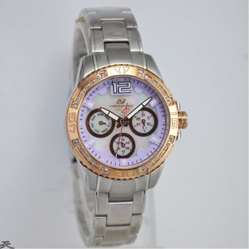 Jam Tangan Wanita Chronoforce 5225 LS Silver Rantai Original Murah