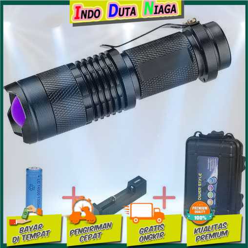 IDN TOOLS - TaffLED Senter LED 395nm UV + Baterai + Charger + Box Pocketman P1