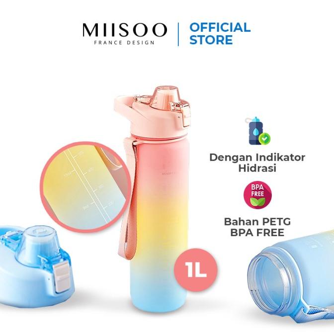 MIISOO Botol Minum Tumbler Unik Botol Motivasi 1000ML Gradient Gradasi