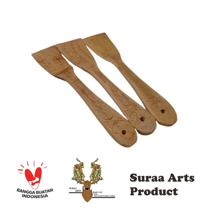 Spatula / Sutil Ukir Kayu Ulin (1pcs) Ukuran Kecil