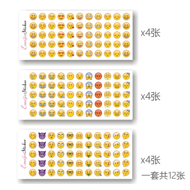 Stiker EMOTICON / Sticker EMOJI / Sticker Lucu Unik EMOTICON 12 in 1 / Sticker Ekspresi Emoji 12in1