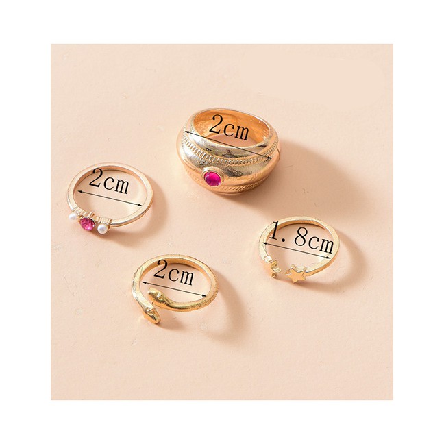 LRC Cincin Fashion Gold Color Alloy Ring 4 Sets P82844