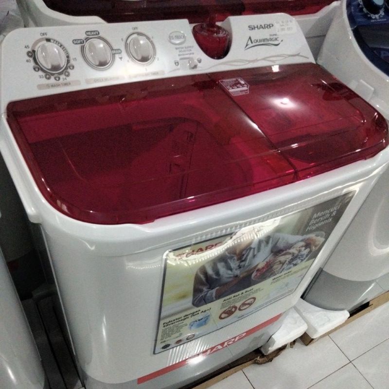 MESIN CUCI AQUAMATIC SHARP ES-T 85 CR Ungu Biru Merah 8.5 Kg 2 tabung