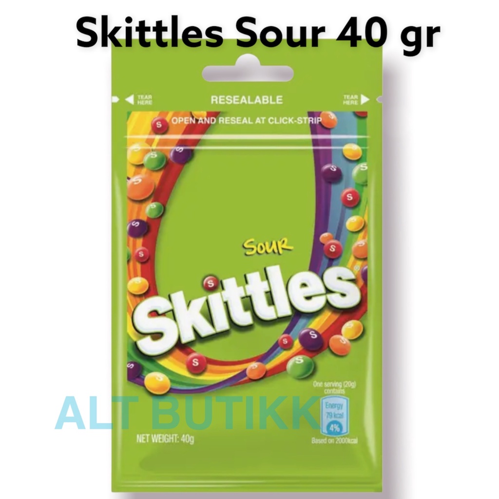 

SKITTLES CANDY SOUR 40 GRAM | PERMEN SKITTLE ASAM