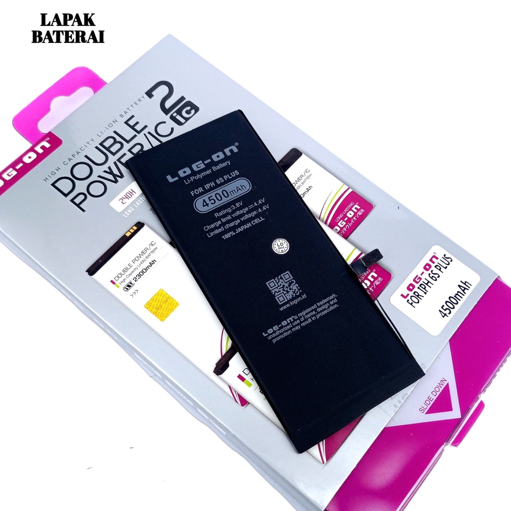 LOG - ON Baterai Ipone 6s Plus Double IC Protection Battery Batre