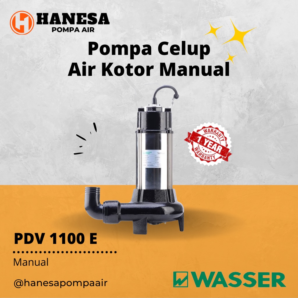 Wasser PDV 1100 E Pompa Celup Air Kotor Non Otomatis