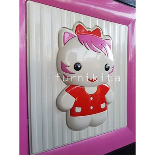  LEMARI  PLASTIK  SUSUN  4 FULL KUNCI HELLO  KITTY  MOTIF TIMBUL 