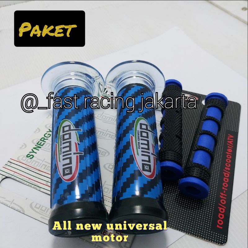 PAKET GRIP HANDGRIP CARBON DOMINO + KARET HANDLE JARI UNIVERSAL