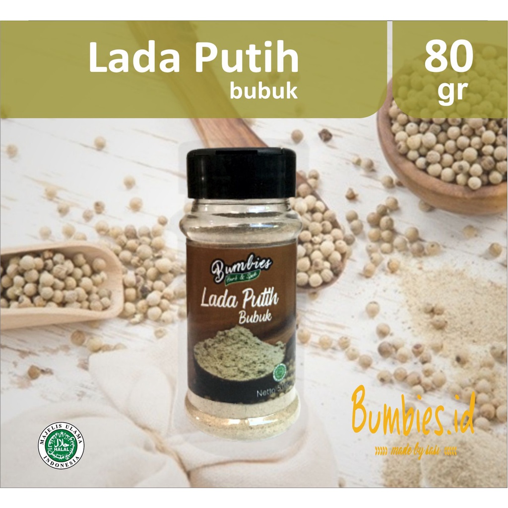 Lada Putih Bubuk 80gram Ground White Pepper Bumbies Herb and Spices