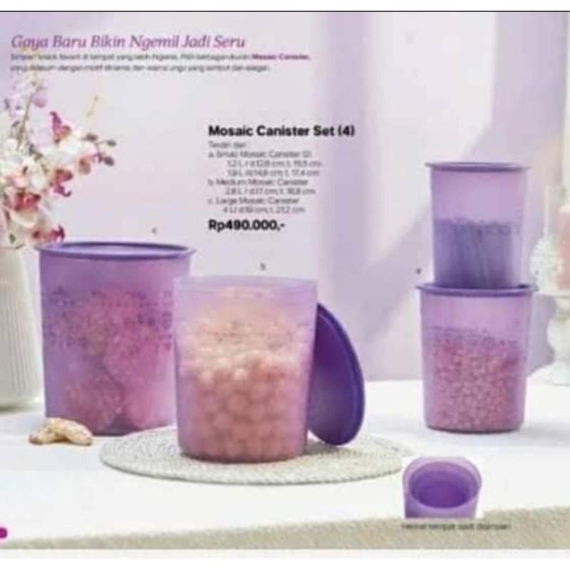 mosaic canister set ungu tupperware / wadah kue lebaran / toples