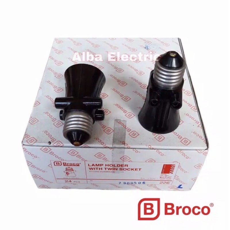 BROCO Fitting Kombinasi 226 2 Colokan Fitting Gantung Lampu 2 Colokan Fitting Kombinasi Broco