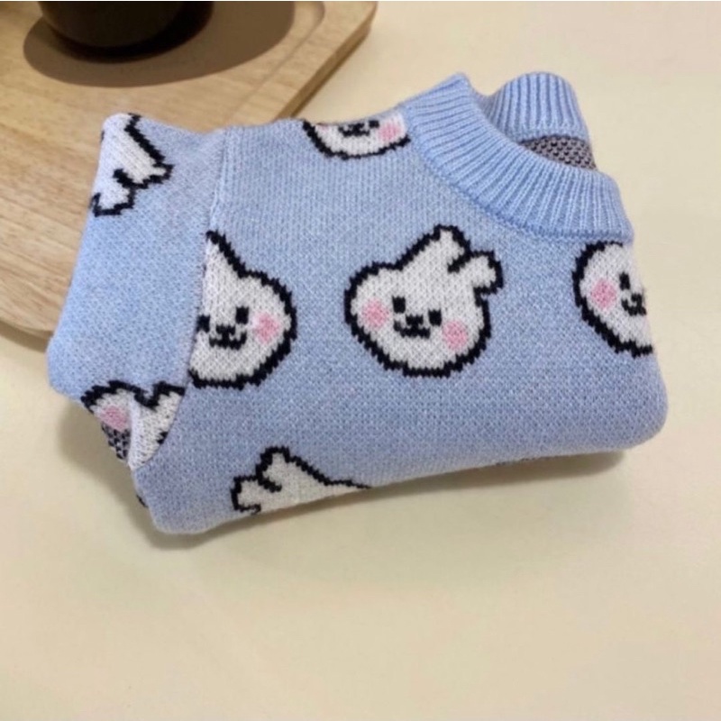 Blue Bunny Knit Baju Rajut Sweater Anjing Kucing Lucu