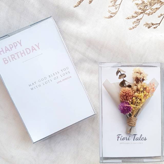 Dried Flower Card In A Box Greetings Card Kartu Ucapan Bunga