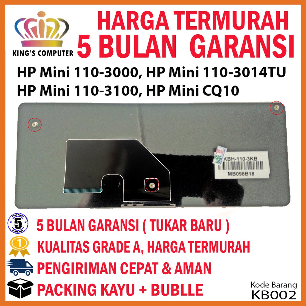 Keyboard HP (HITAM) Mini 110-3000 HP Mini 110-3014TU HP Mini 110-3100 HP Mini CQ10