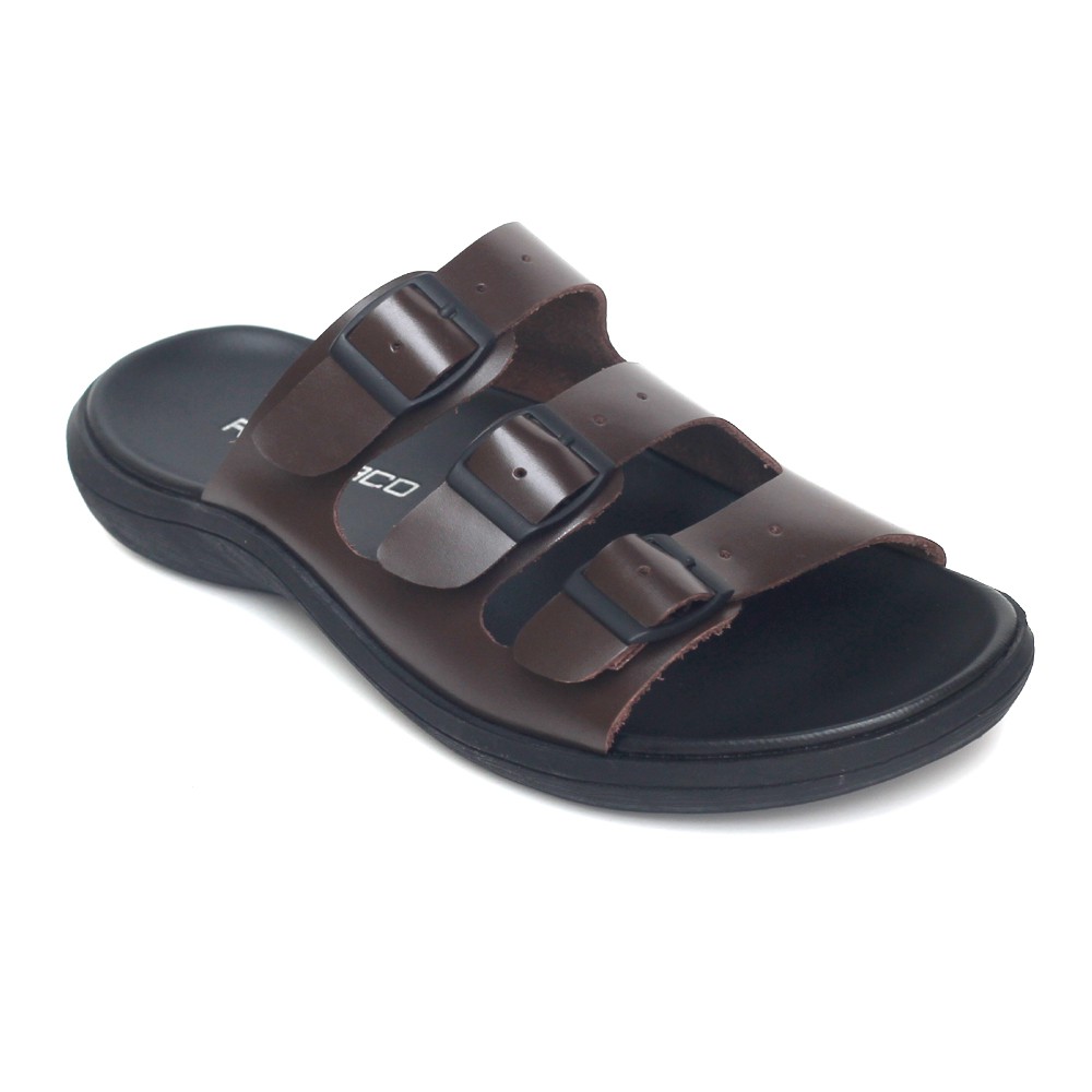 Sandal Pria Romenaco R10 Triple Straps Black Brown
