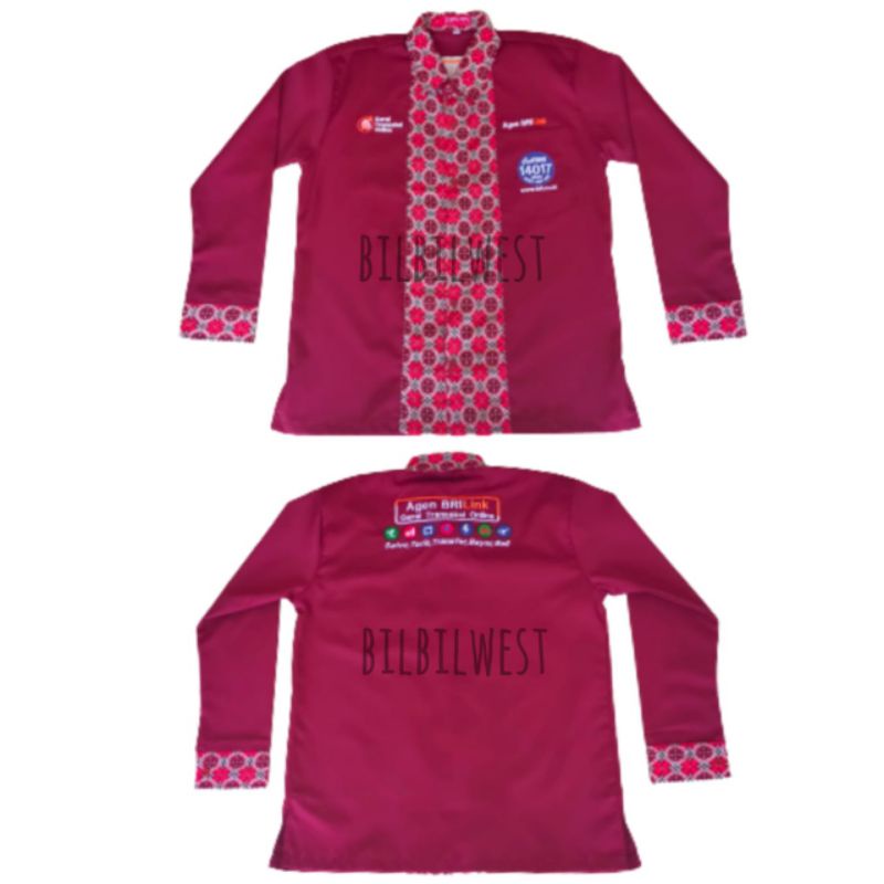 Kemeja Agen Brilink Maron Batik
