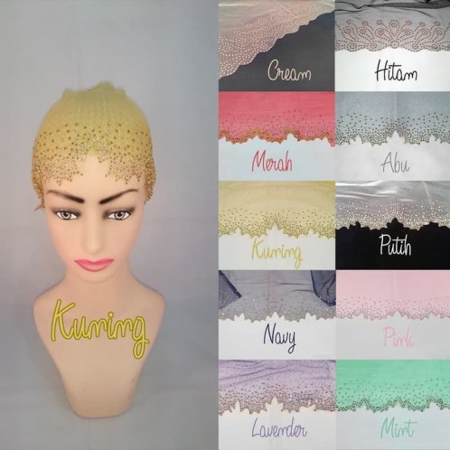 Dalaman Jilbab Pengantin Ciput Hijab Pesta Tile Malaysia Press Payet Original Import Murah Terlaris