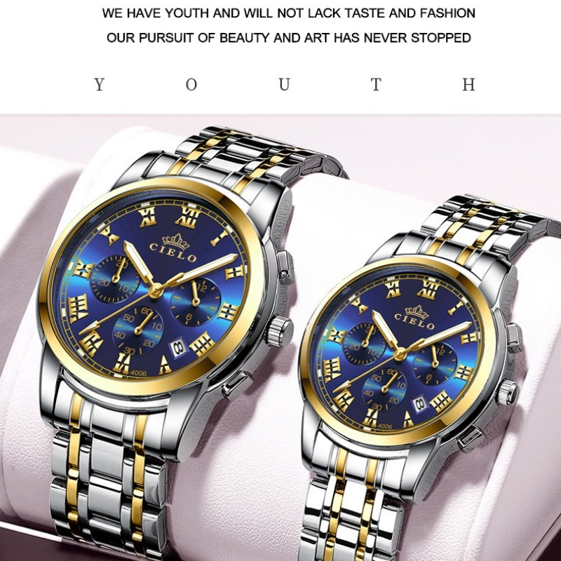 【TERMURAH】CIELO 4066 Jam Tangan Pria Anti Air Original Luxury Stainless Steel  COD（Free BOX+Kartu Garansi）Penjualan Terbaik Seiko Alexander Christie Sport Imoport Premium Couple Wanita Grosir Murah