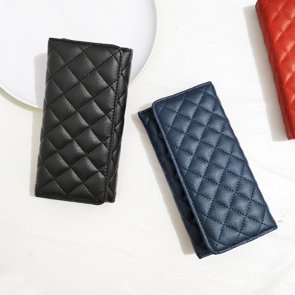 Dompet panjang wanita dompet bordir kulit sintetis dompet remaja kulit dompet hp dan kartu koin