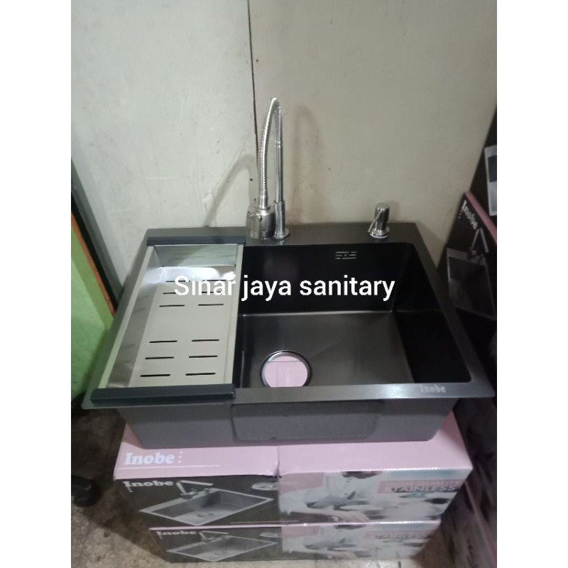 Paket komplit sink Black 6045 / Paket bak cuci piring hitam 6045