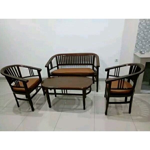 Kursi tamu lenong Betawi kayu jati dan matras busa dudukan