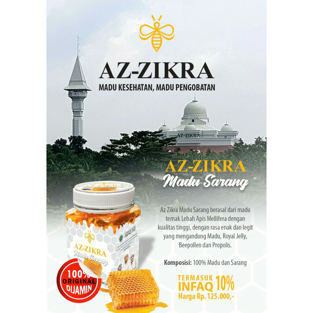 MADU AZ-ZIKRA Madu Sarang 100 Persen ASLI DIJAMIN dengan kemasan baru