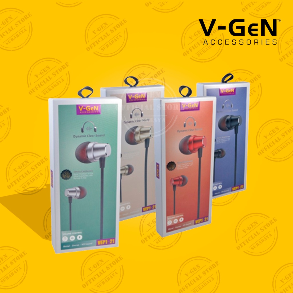 Headset Murah V-GeN VEP1-21 Wired handsfree Headset Stereo Sound VGEN
