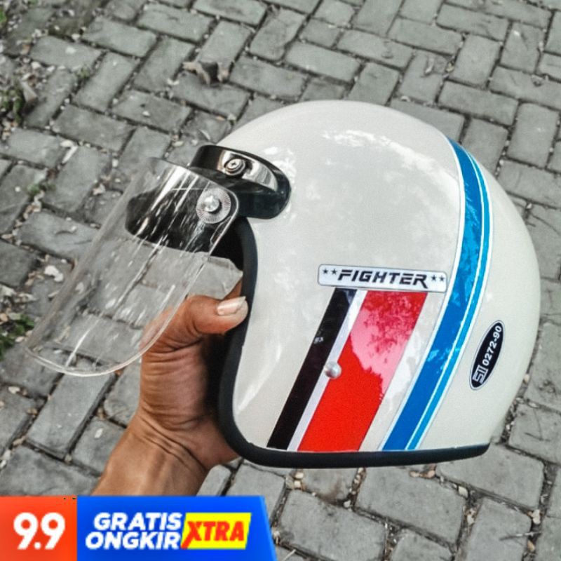 Helm astrea fighter kaca datar injak original - helm jadul astrea helm vintage
