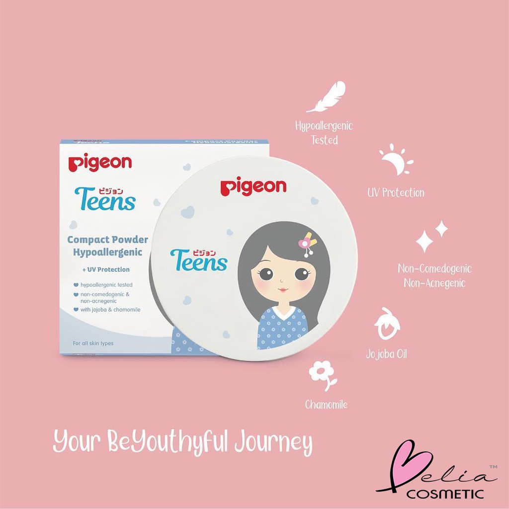 ❤ BELIA ❤ PIGEON TEENS Compact Powder UV Protection | Two Way Cake | Remaja 14g (✔️BPOM)