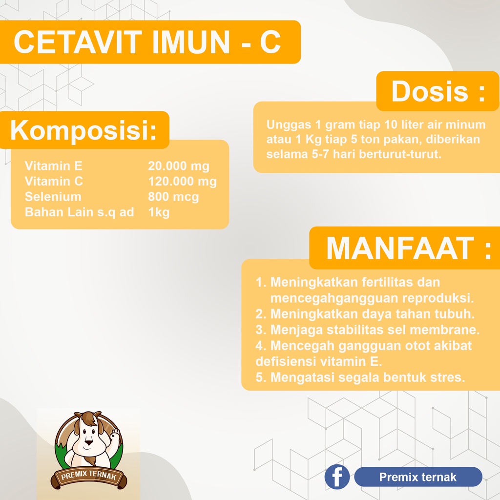 CETAVIT IMUN C Ruminansia 100gr - CTS Multivitamin Ternak Kambing Domba - Vitamin Sapi - Vitamin Kambing - Vitamin Domba - Multi Vitamin Hewan - Bloom n Grow - Premix Ternak - APOTERNAK