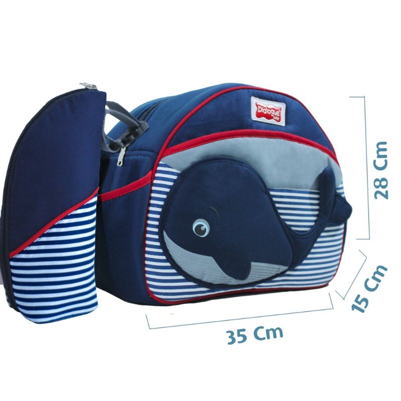 Dialogue Baby Tas Sedang +Tempat Botol Susu Whales Series - DGT7133 Warna Navy / Merah