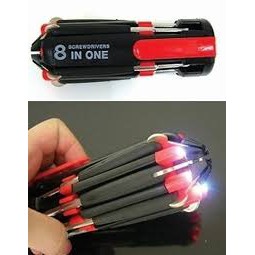 Obeng Multifungis 8 in one Multi-Screwdriver Torch Obeng Flashlight