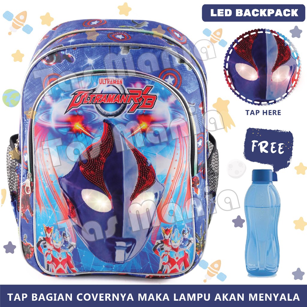 PTS - Ransel Sekolah Anak Cowo / Laki Laki Karakter - EXTRA - THE FORBIDDEN   - RANSEL LED - LED BACKPACK + BOTOL