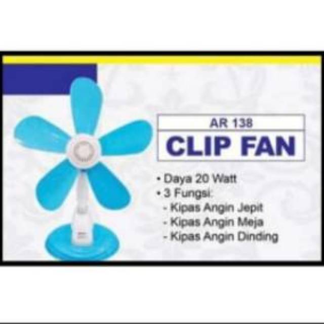 Kipas Angin 3 Fungsi 20 Watt (Dinding-Jepit-Meja)AR-138 ARASHI