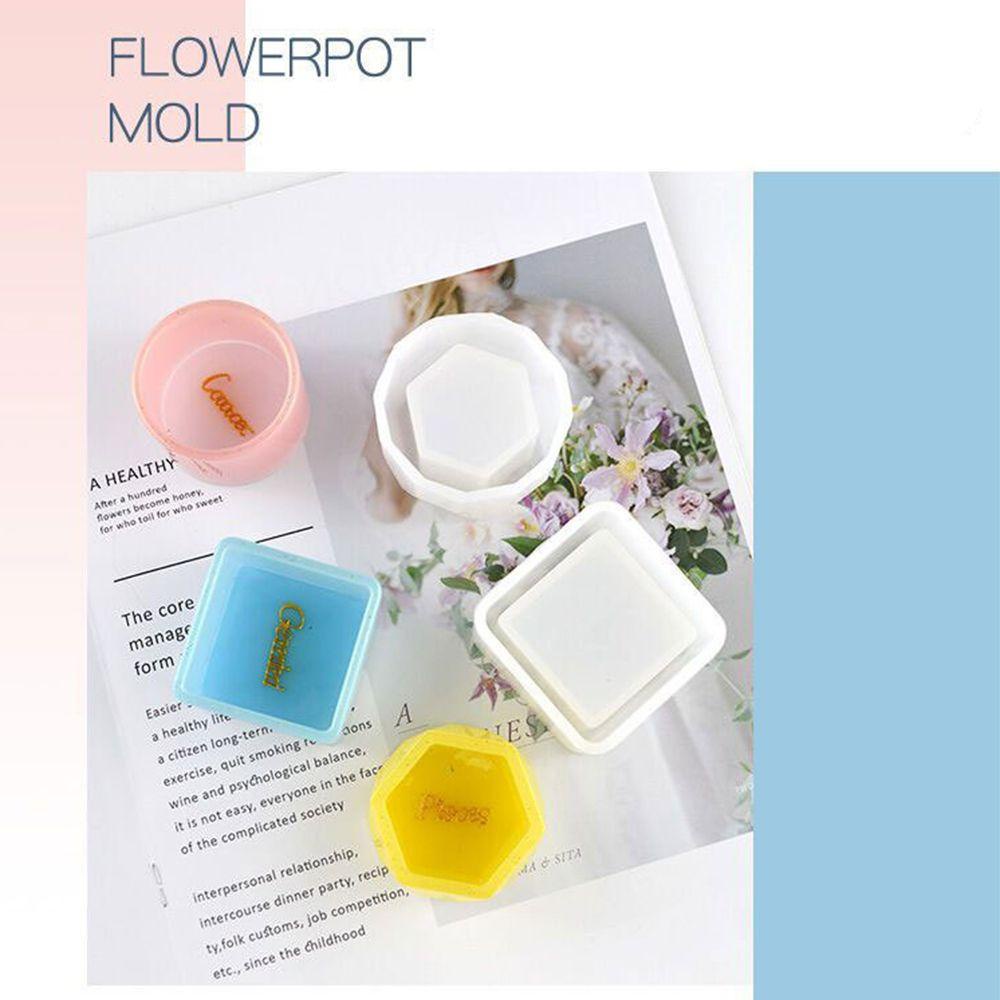 3pcs / set Cetakan Resin Kristal Untuk Membuat Perhiasan Pot Bunga Sukulen