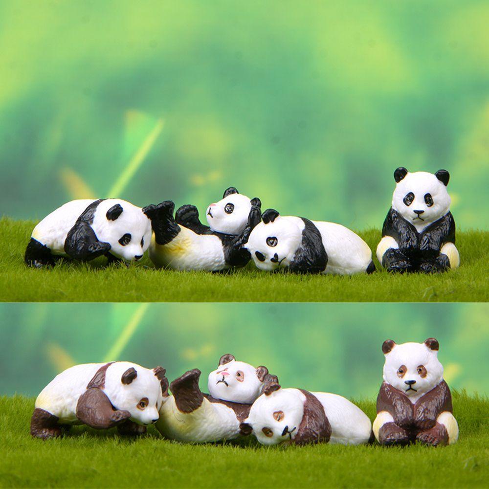 Suyo 4pcs /Set Miniatur Terrarium Resin Lucu Panda Lanskap Mikro