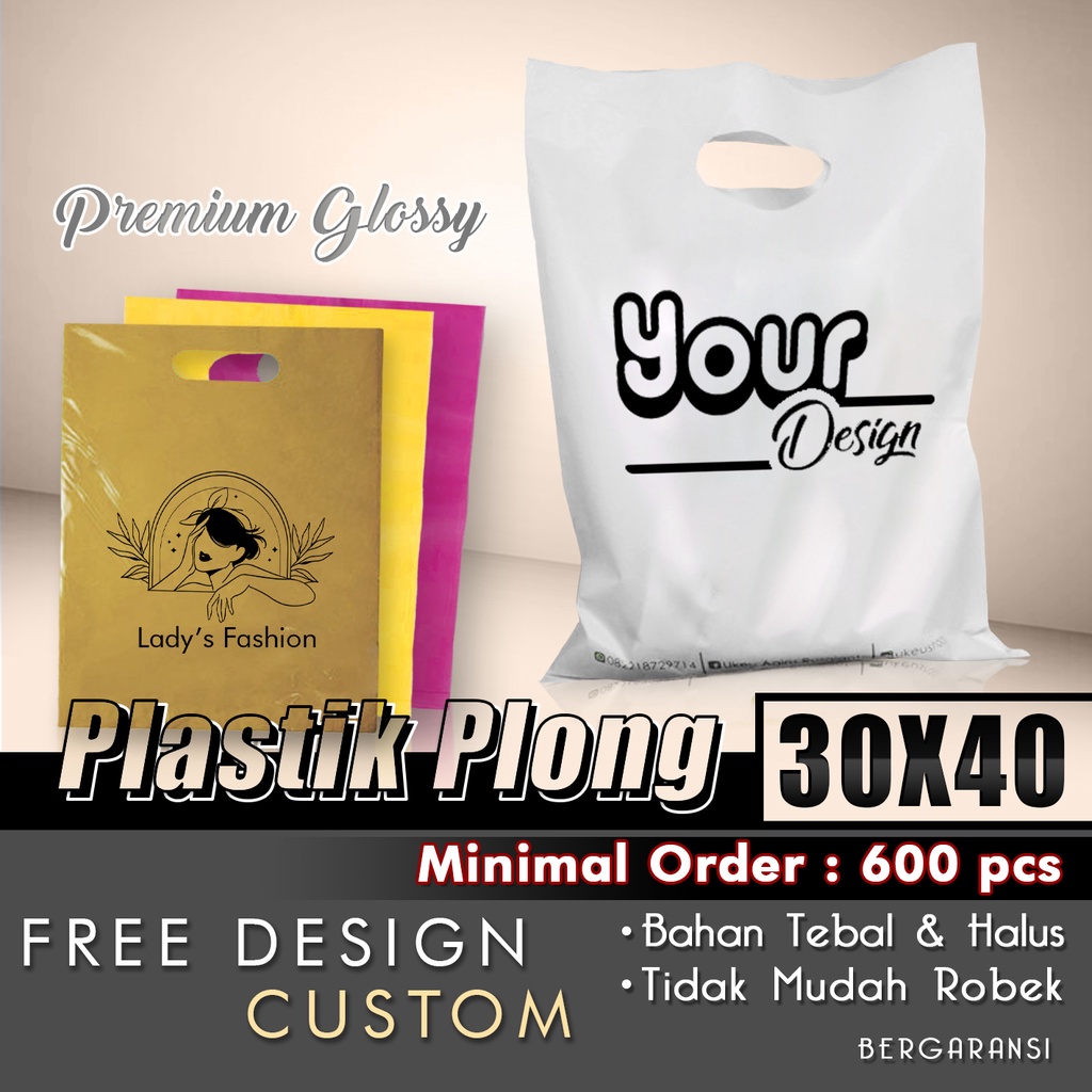 Jual Sablon Plastik Plong 30x40 Custom Kantong Plastik Olshop Kresek Besar Cetak Plastic Putih 4883