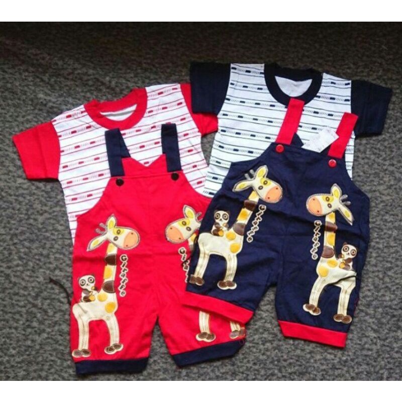 Baju bayi overall kodok hayami jerapah / setelan baju bayi hayami overall / baju bayi motif jerapah