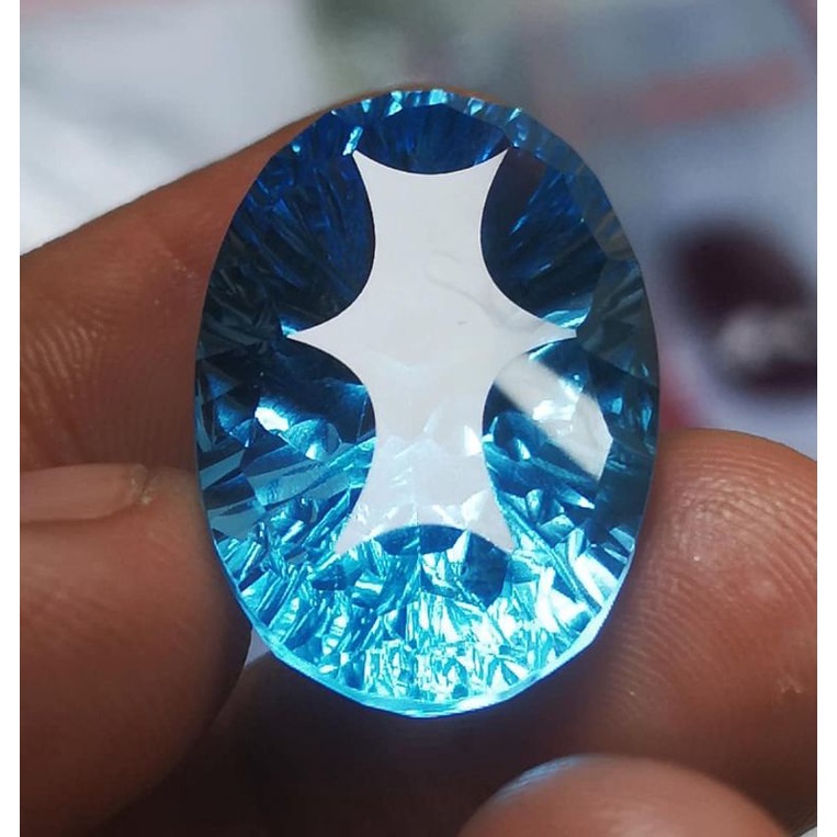 Batu permata natural blue topaz asli
