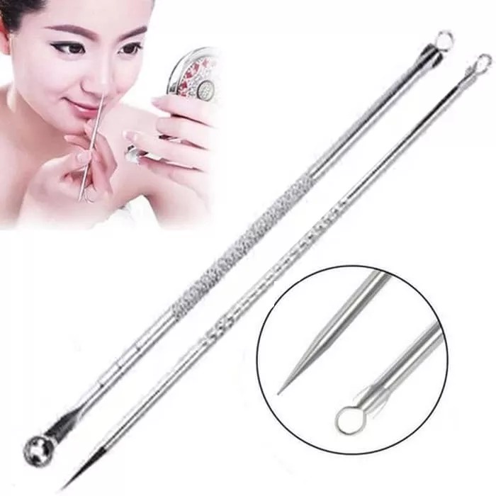 Komedo Extractor Manual Pencetan Jerawat Komedo Pimple Blackhead Popper Acne Alat Pengeluar Pencet Jarum Pinset Jerawat Isi 2 Pcs