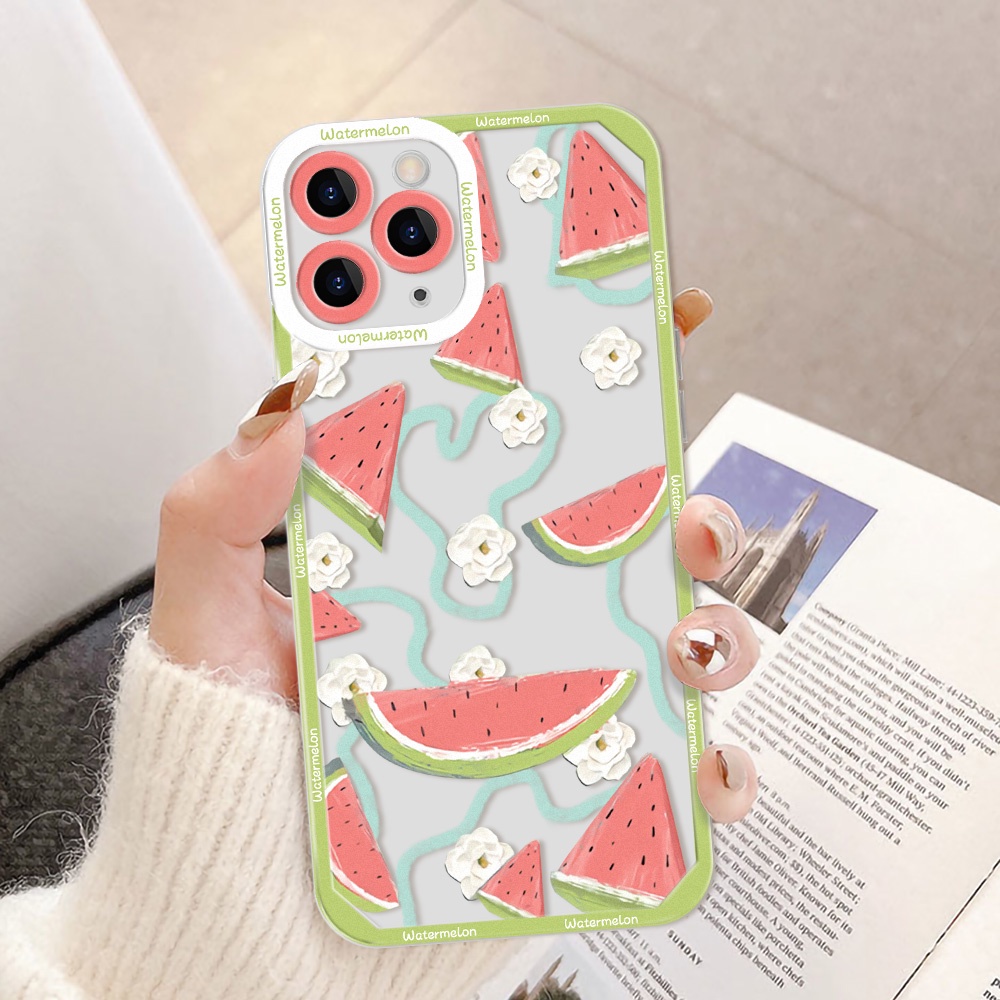 Soft Case TPU Motif Kartun Buah Semangka Untuk iPhone 13 Pro Max 11 12 Pro X XS Max 7 8 Plus SE 2020