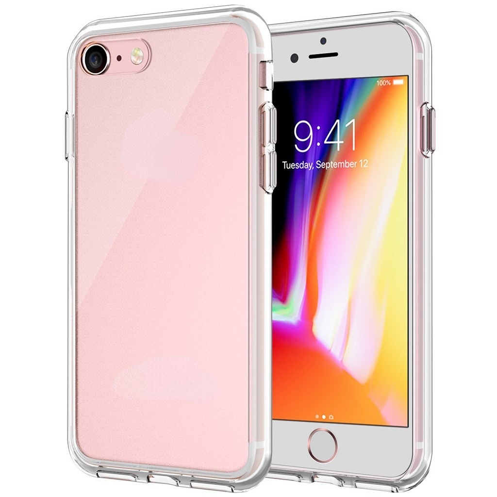 Casing Soft Case Bumper Hybrid Bahan TPU Kristal Transparan Untuk Apple iPhone X / 6 / 7 / 8 Plus