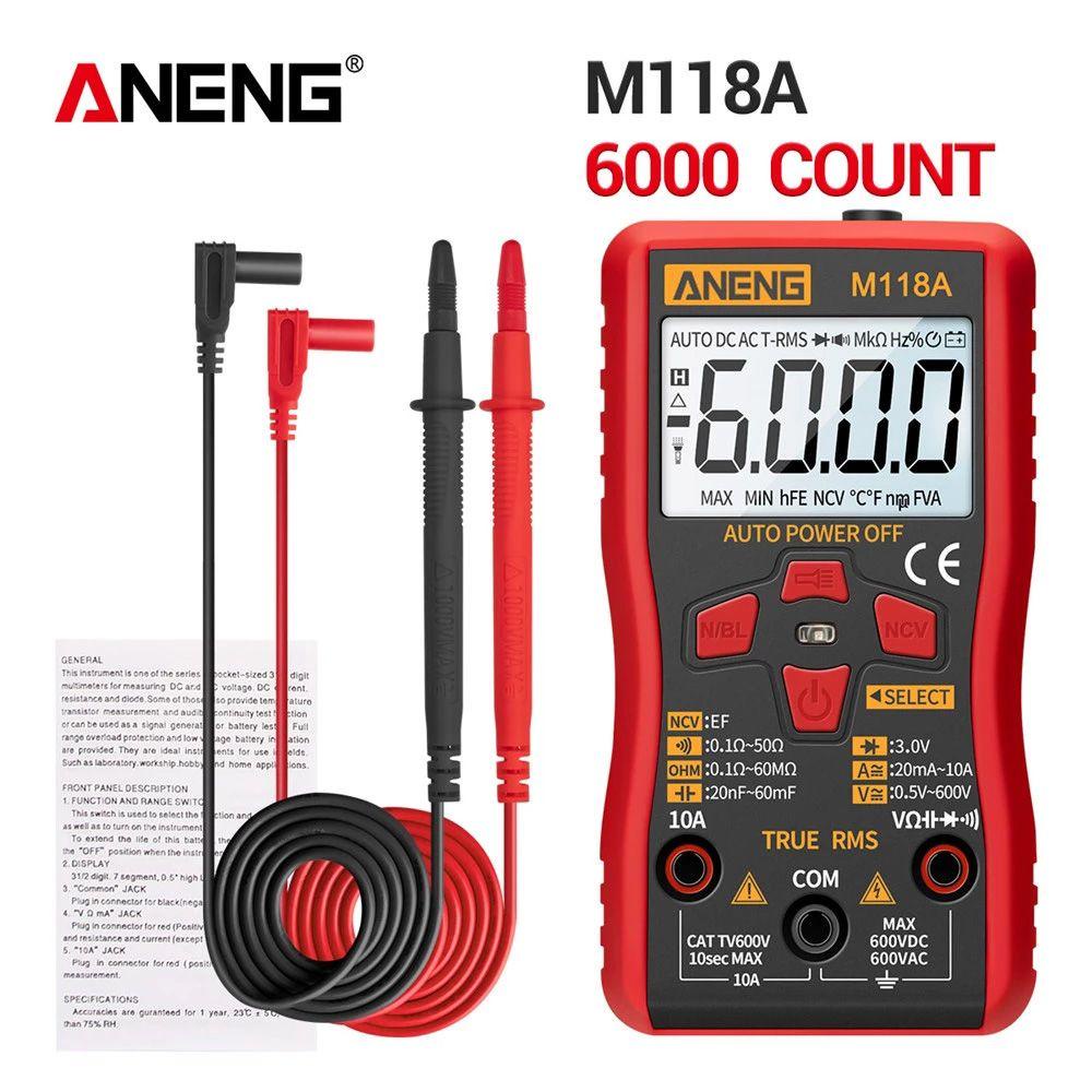 Solighter Multimeter Digital Mini ANENG M118A Auto M Multimetro Tranistor Dengan NCV Presisi Tinggi