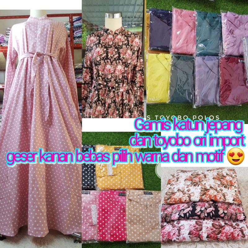 Gamis katun jepang ori mix toyobo ori adem groair gamis kajep toyobo ori murah