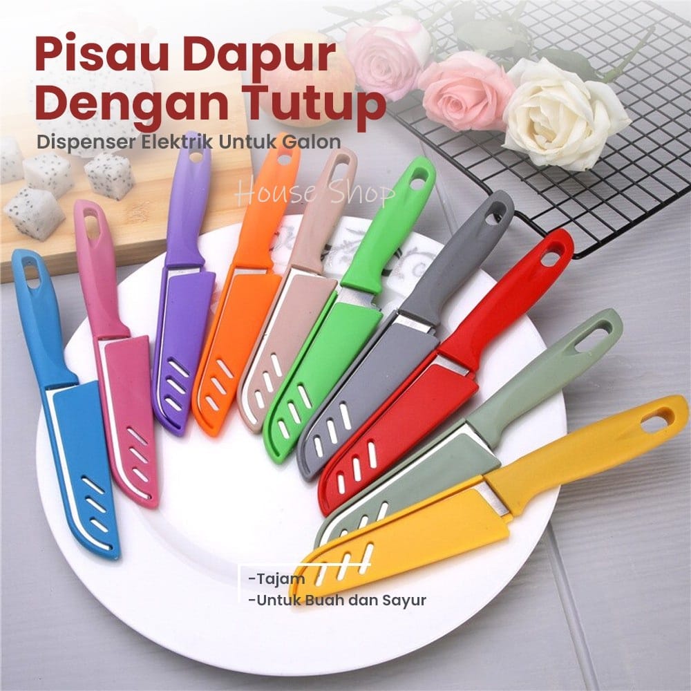 Pisau Buah Pisau Dapur Piso Bumbu Cake Cutter Tajam Dengan Penutup PGM SK28