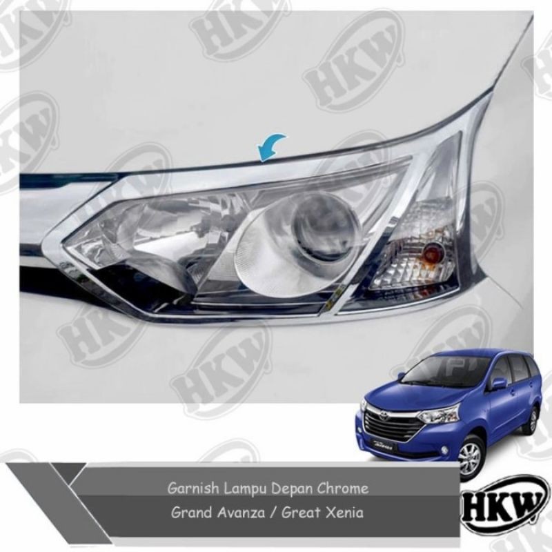 Garnish Lampu Depan Chrome Mobil Grand Avanza