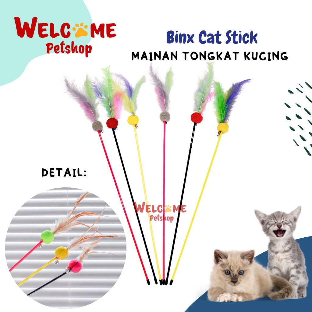 Binx Cat Stick Mainan Tongkat Kucing Bola Kerincing Bulu Cat Toy